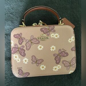 Coach butterfly box crossbody in pink